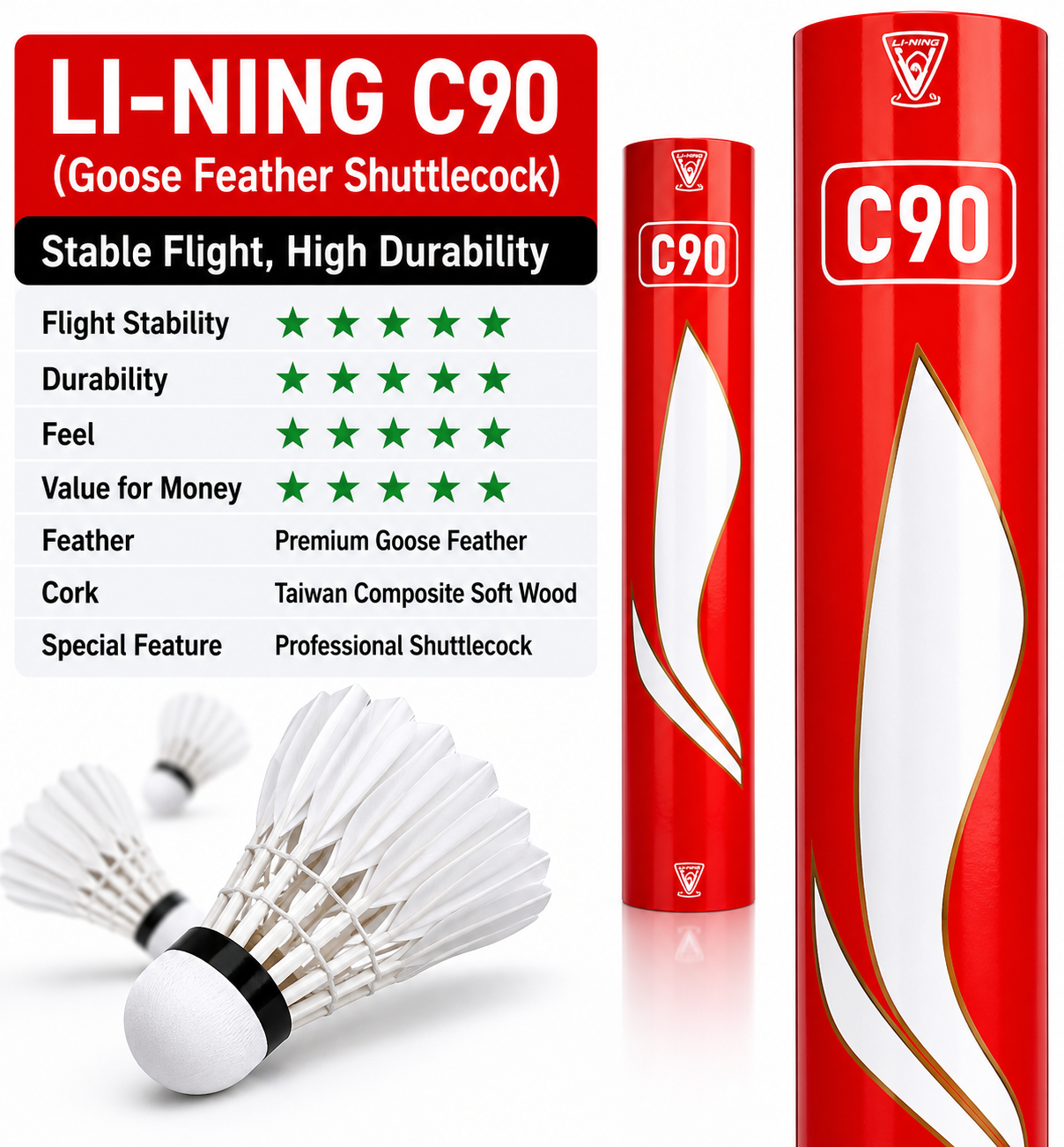 Lining C90 Shuttlecocks