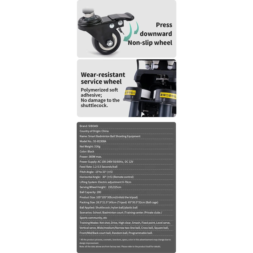 SIBOASI B2300A Badminton Machine (SKU SS-B2300A)
