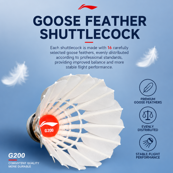 Lining Professional Badminton Balls G200 White Goose Feather Training Badminton