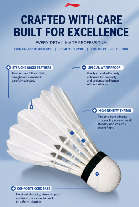 Lining Professional Badminton Balls G200 White Goose Feather Training Badminton