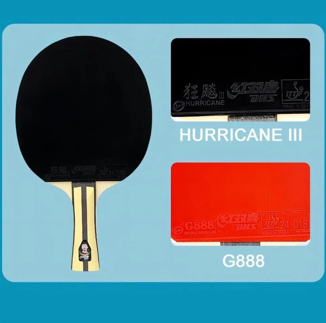 DHS 4 Star Table Tennis Bat Racket (Hurricane 3 + G888 Rubber)