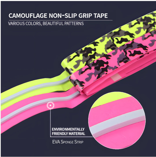 SPP Camouflage Memory Keel Racket Grip Anti Slip Super Absorbent Tennis, Badminton, Pickleball Overgrip Grip