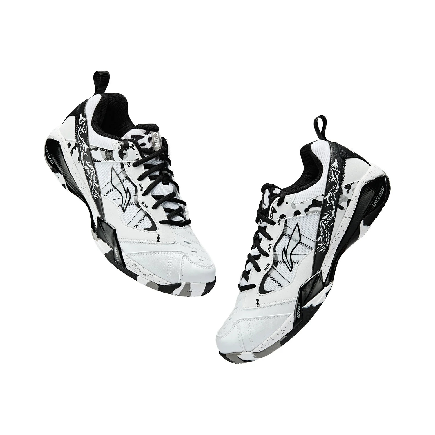 LI-NING INVINCIBLE ACE UNISEX BADMINTON SHOES - WHITE/BLACK - AYZW007-3